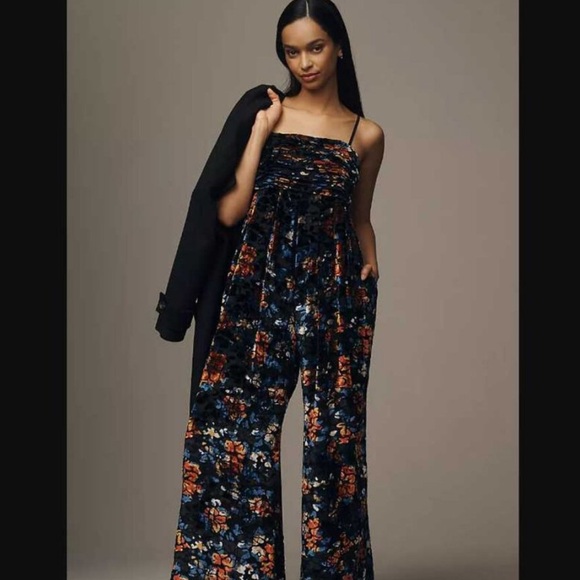Anthropologie Pants - Anthropologie x Hutch, The Mabel, Velvet, wide-leg jumpsuit. Size Medium